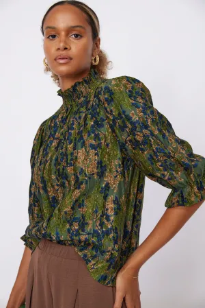 Jonas Smocked Neck Printed Top