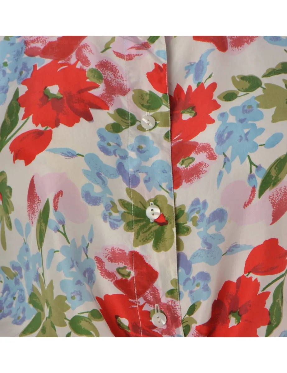 Label Floral Print Tie Front Blouse