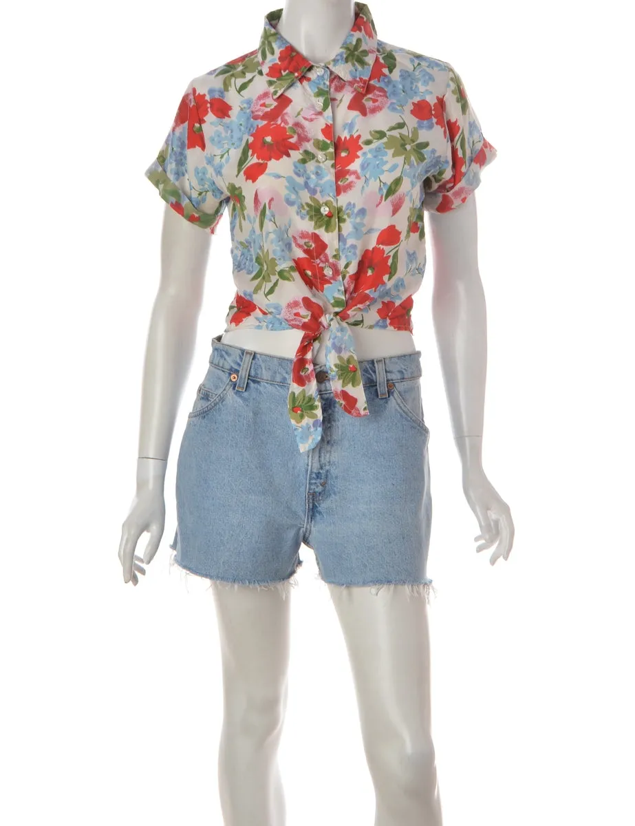 Label Floral Print Tie Front Blouse