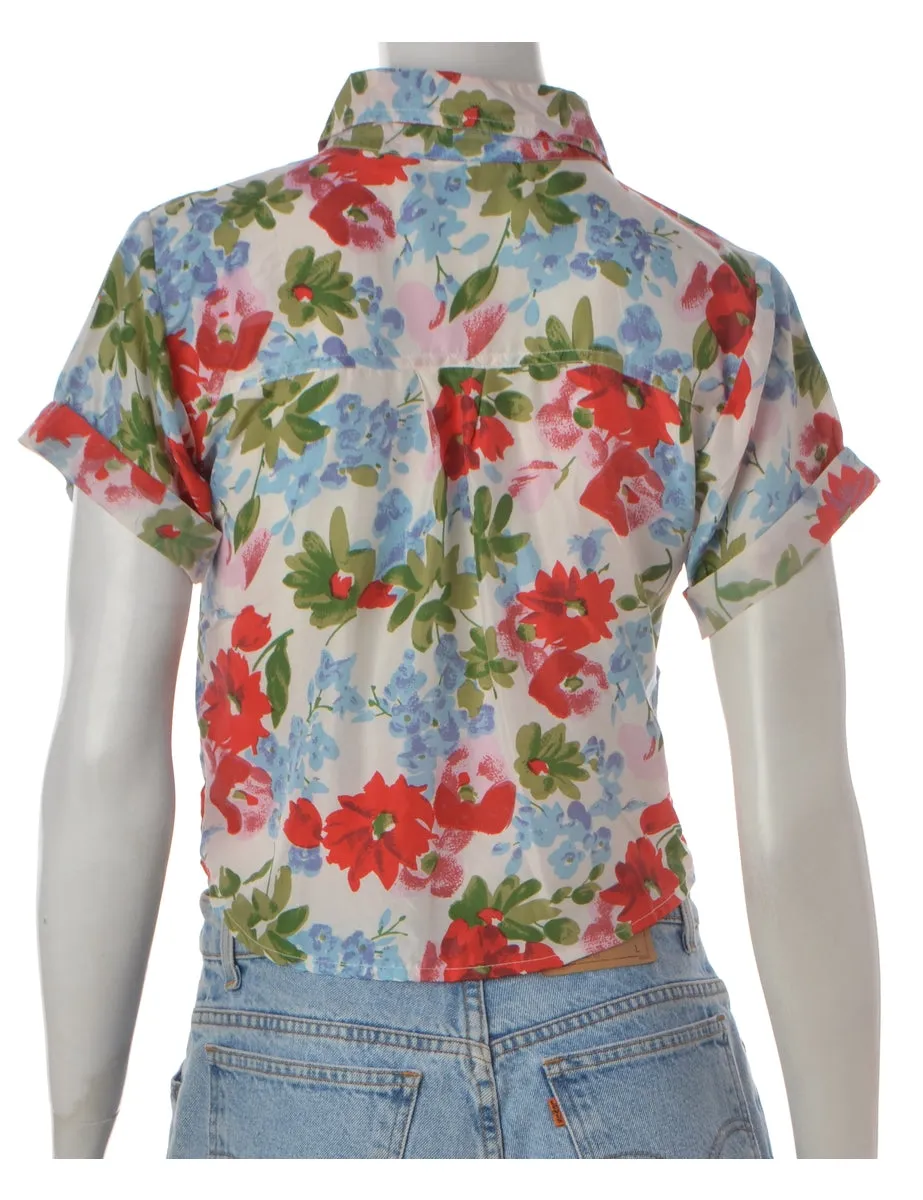 Label Floral Print Tie Front Blouse