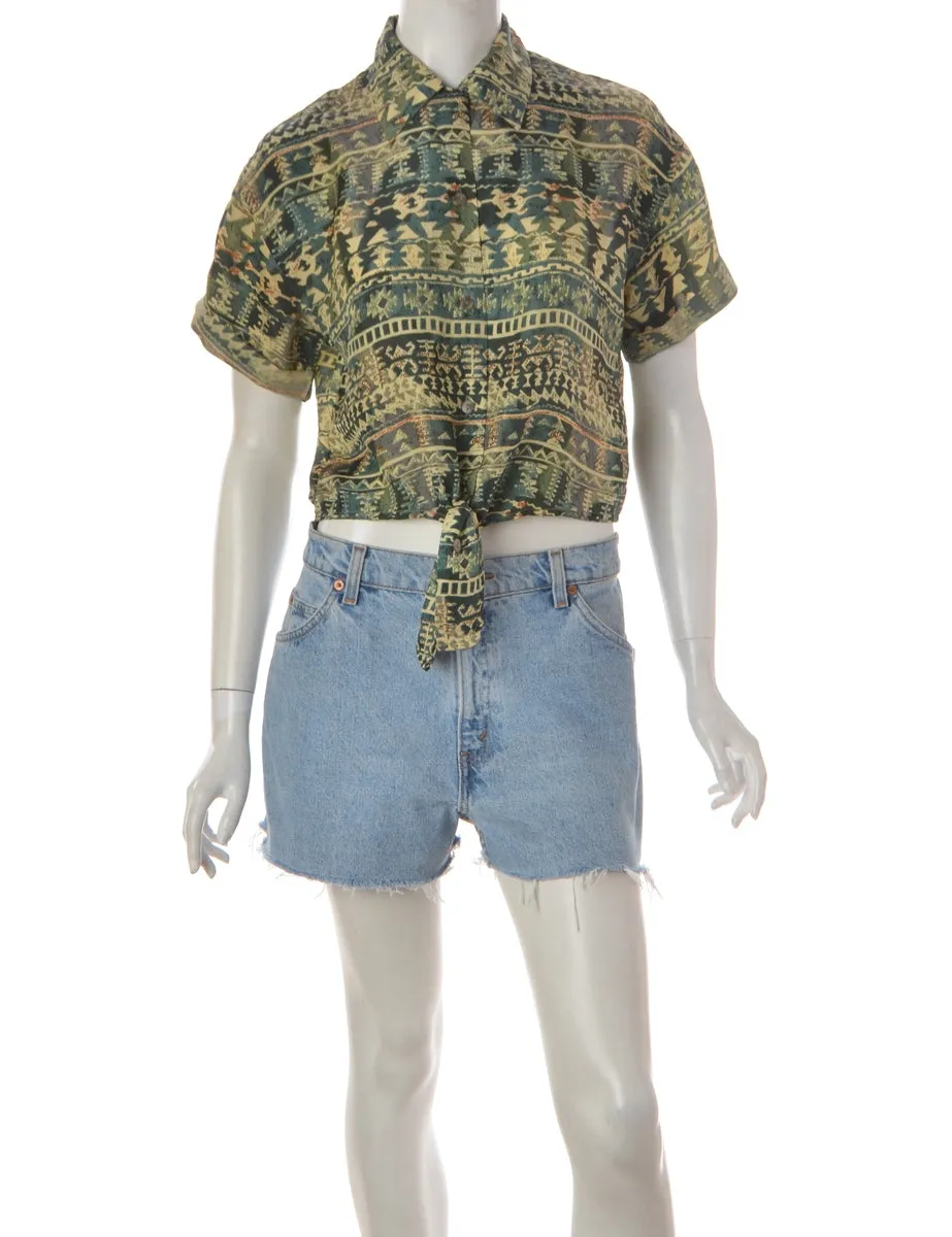 Label Green Tie Front Blouse