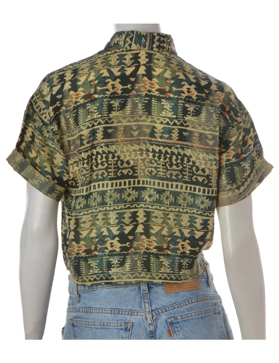 Label Green Tie Front Blouse