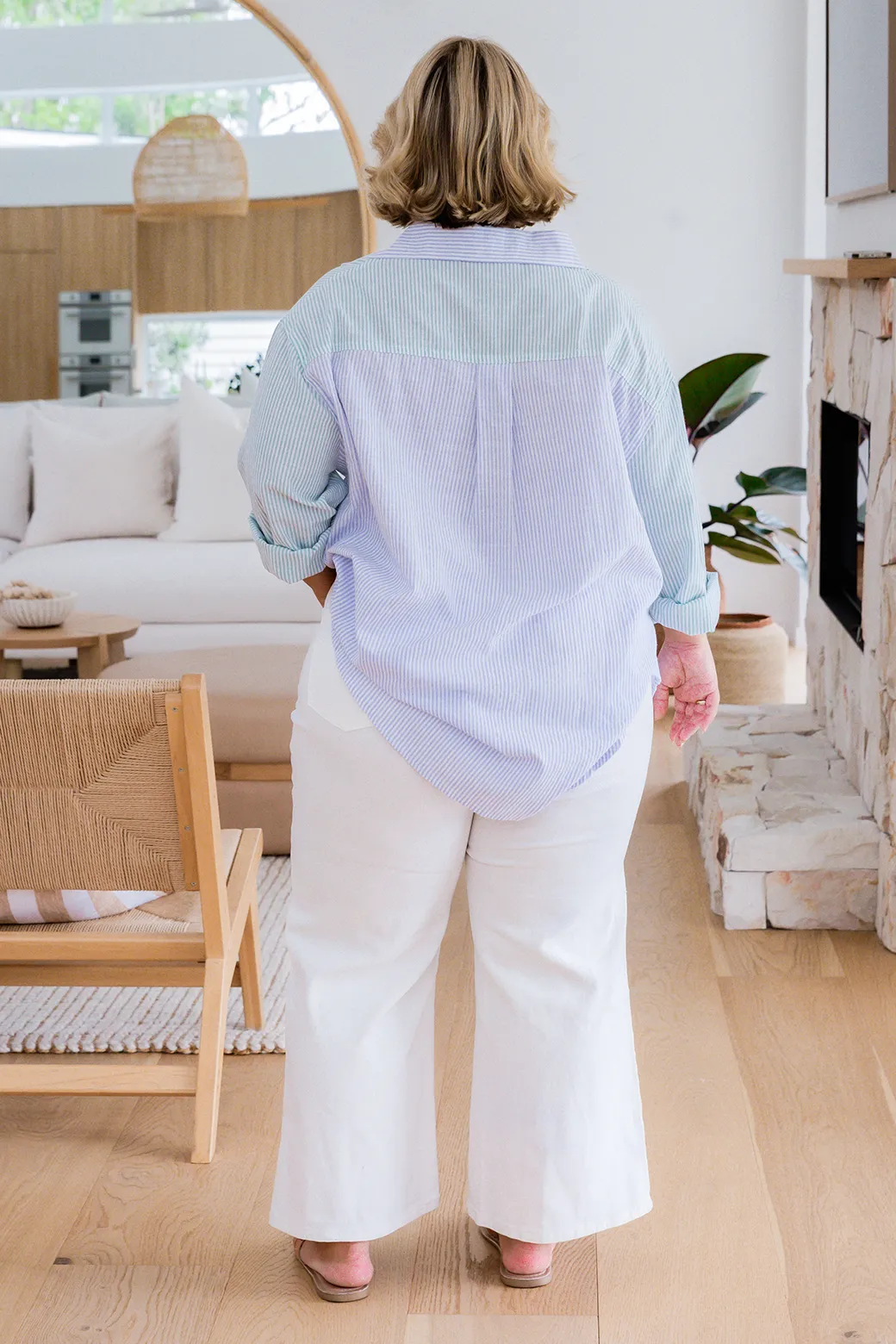 Lana Blouse Purple/Mint Stripe