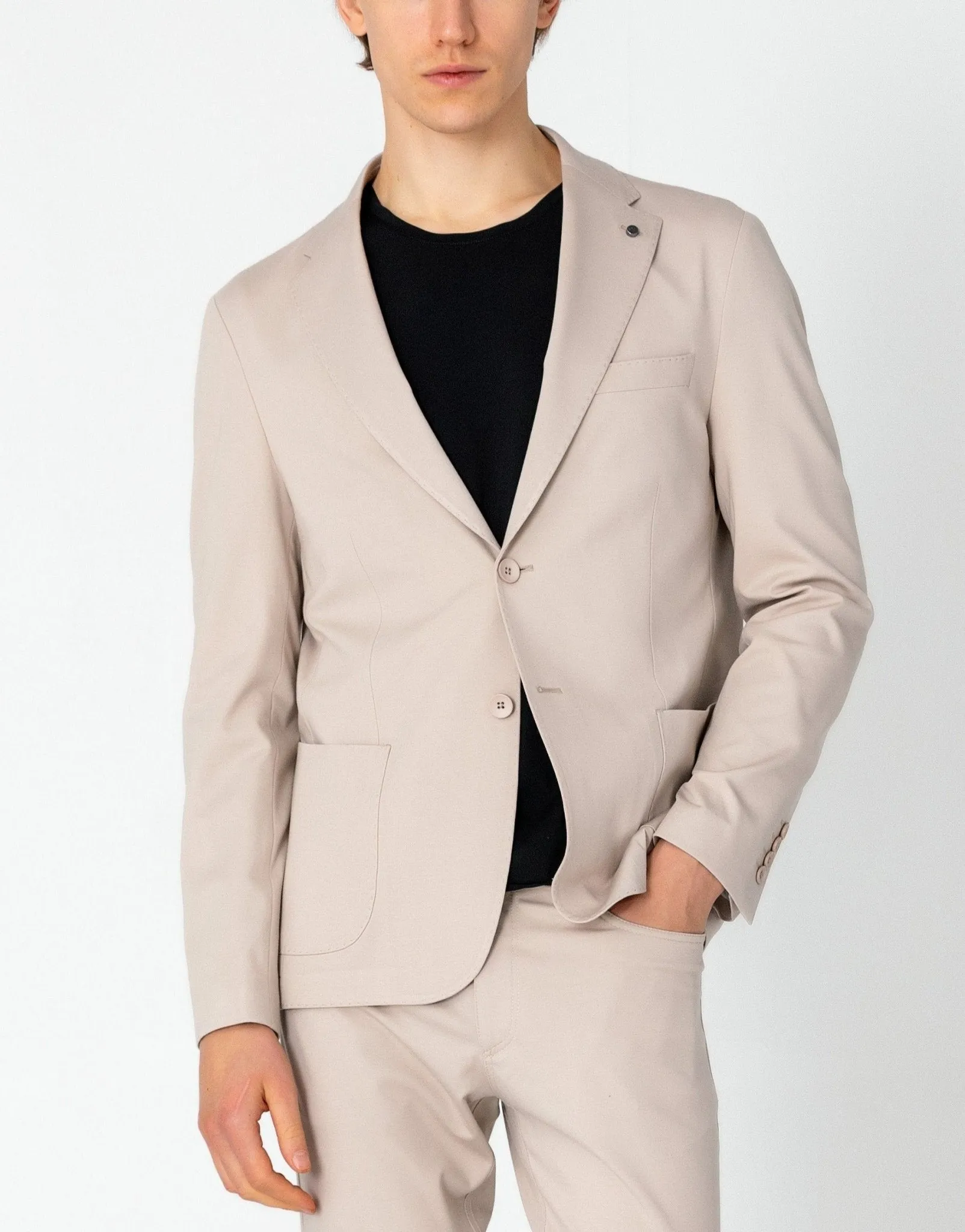 Lightweight Patch Pocket Jacket - Beige