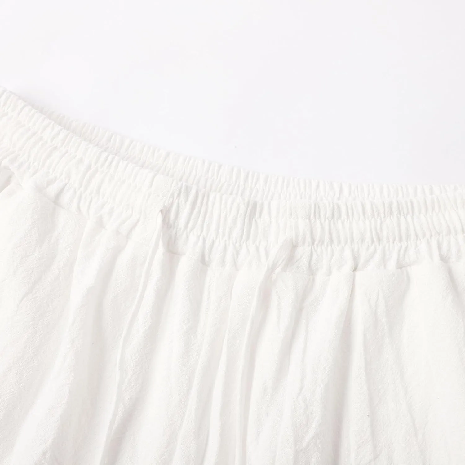 Linen Pants for Women Casual Summer Solid Color Straight Leg Beach High Waisted Linen Pants Elastic Waist Streetwear Trousers