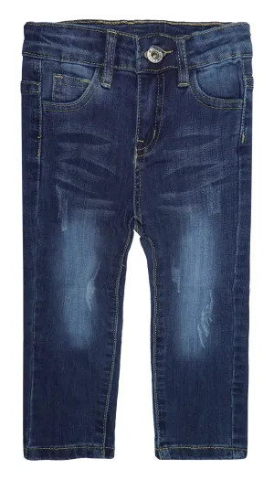 Little Girls Boys Elastic Band Ripped Straight Fit Stretchy Denim Pants Jeans