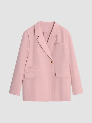 Loose Solid Color Blazer Coat