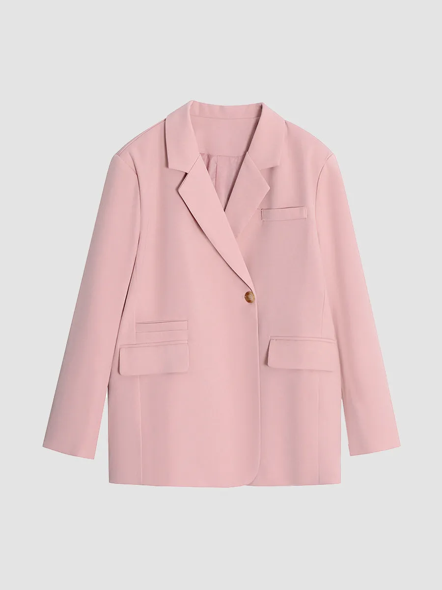 Loose Solid Color Blazer Coat