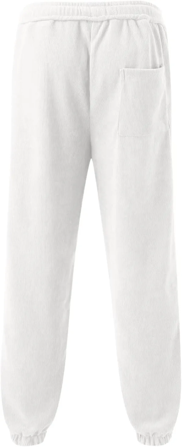 Mens Sweatpants with Pockets Big and Tall Fit Twill Joggers Multi-Pockets Cargo Pants Sweatpants for Men Men's Khaki