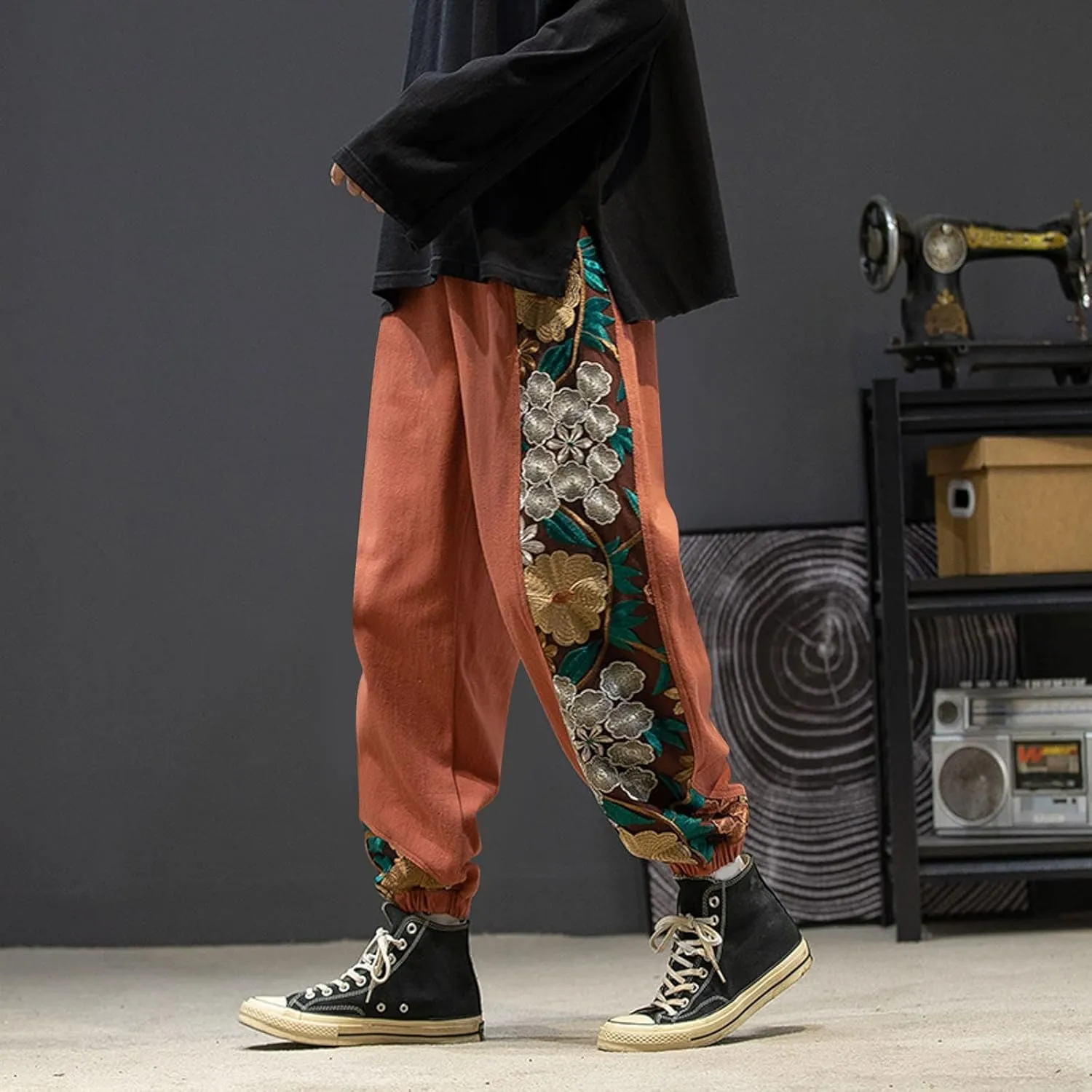 Mens Workout Cargo Sweatpants and Winter High Street Fashion Leisure Loose Sports Running Solid Color Lace Up Glitter