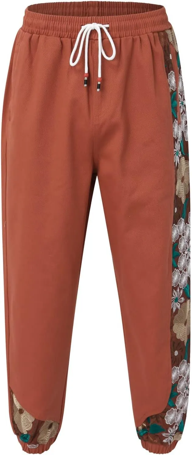 Mens Workout Cargo Sweatpants and Winter High Street Fashion Leisure Loose Sports Running Solid Color Lace Up Glitter