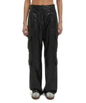 MSGM Soft eco leather black cargo trousers