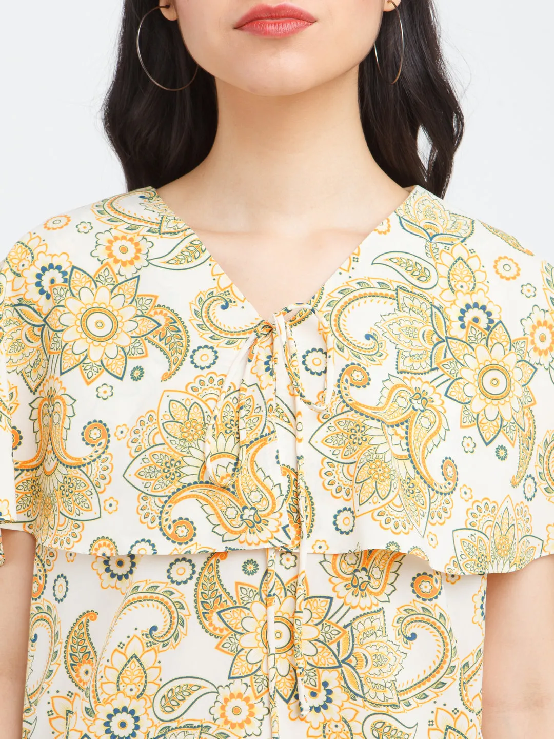 Multicolored Printed Cape Top