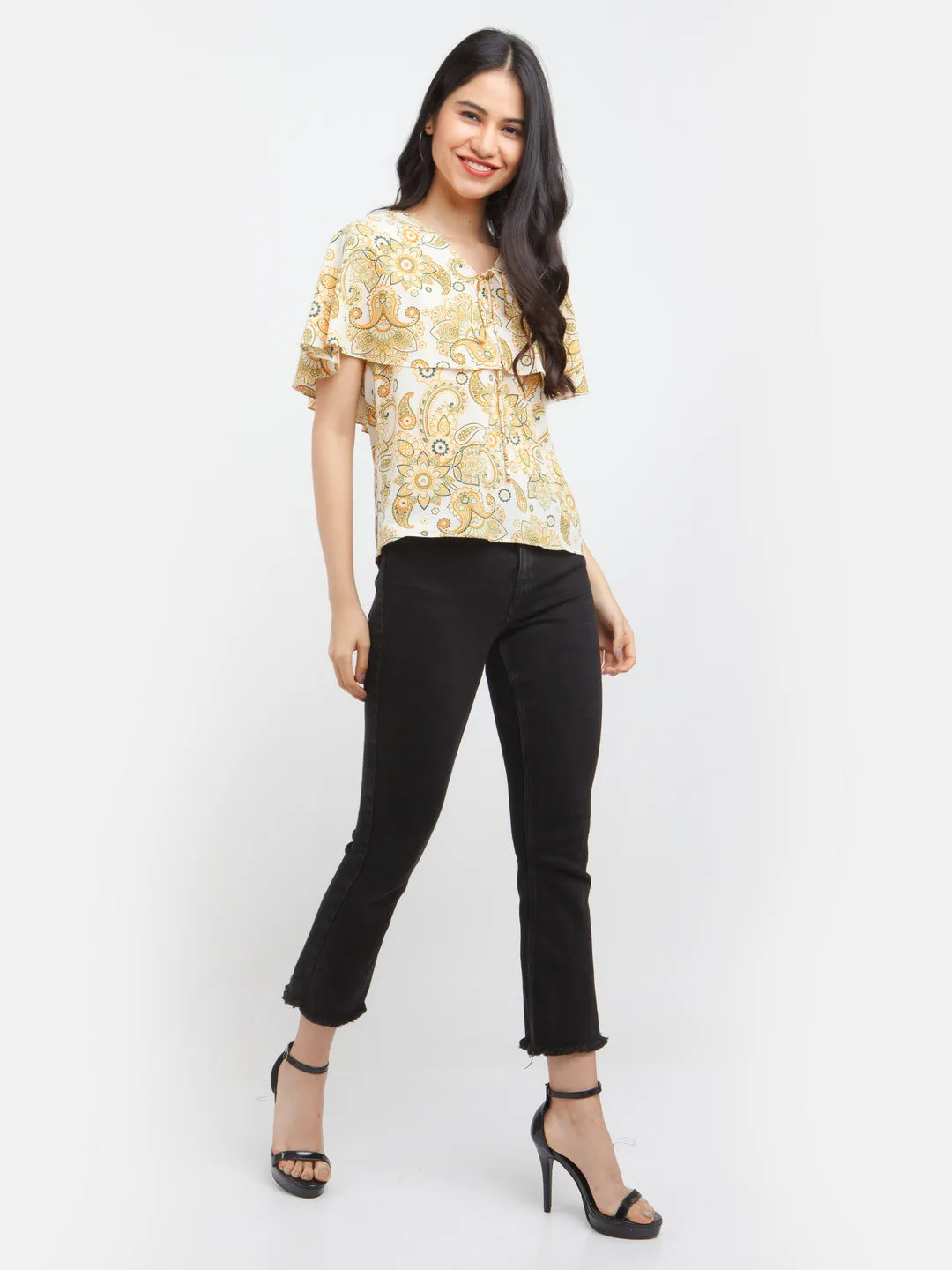 Multicolored Printed Cape Top