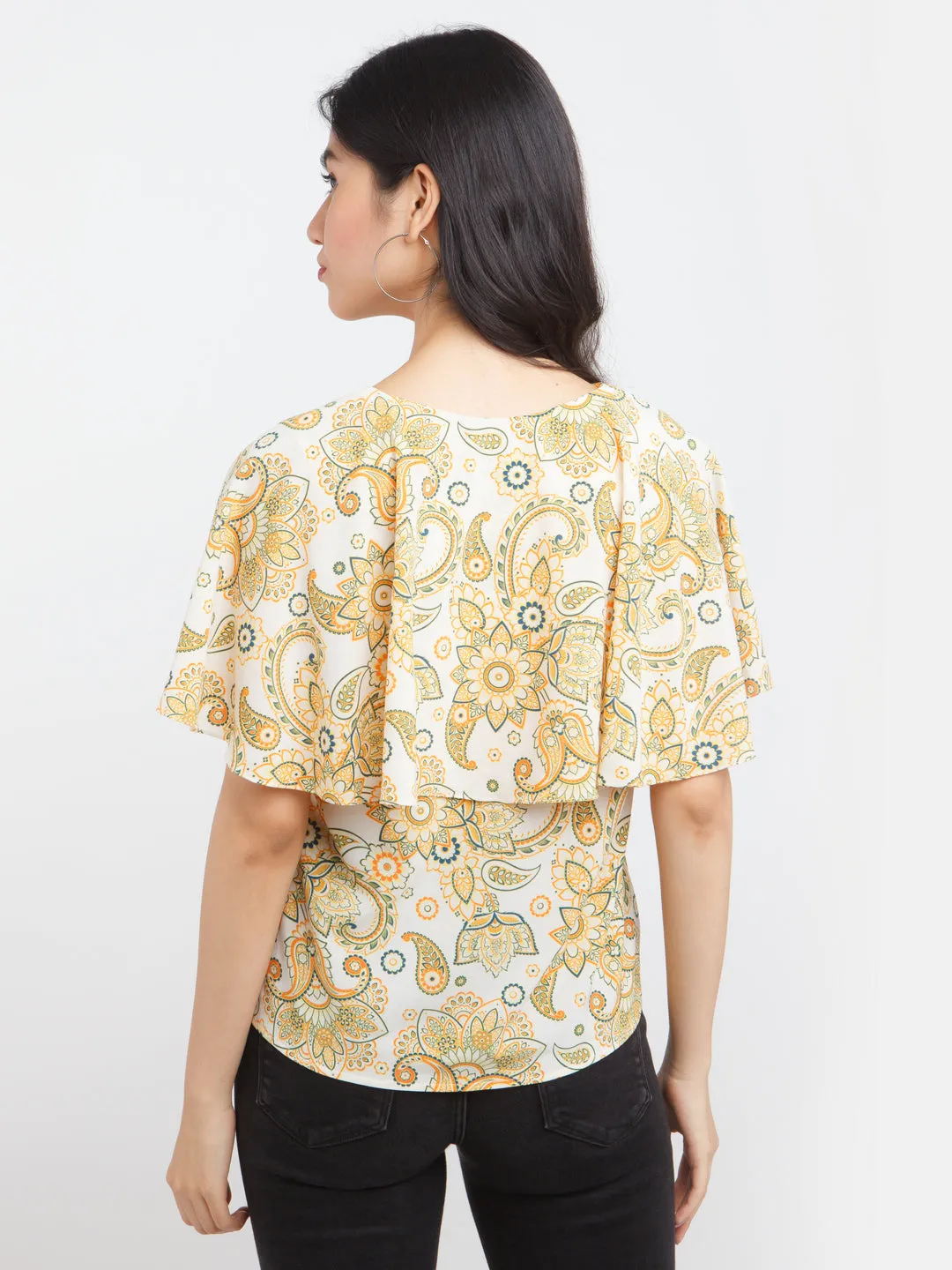 Multicolored Printed Cape Top