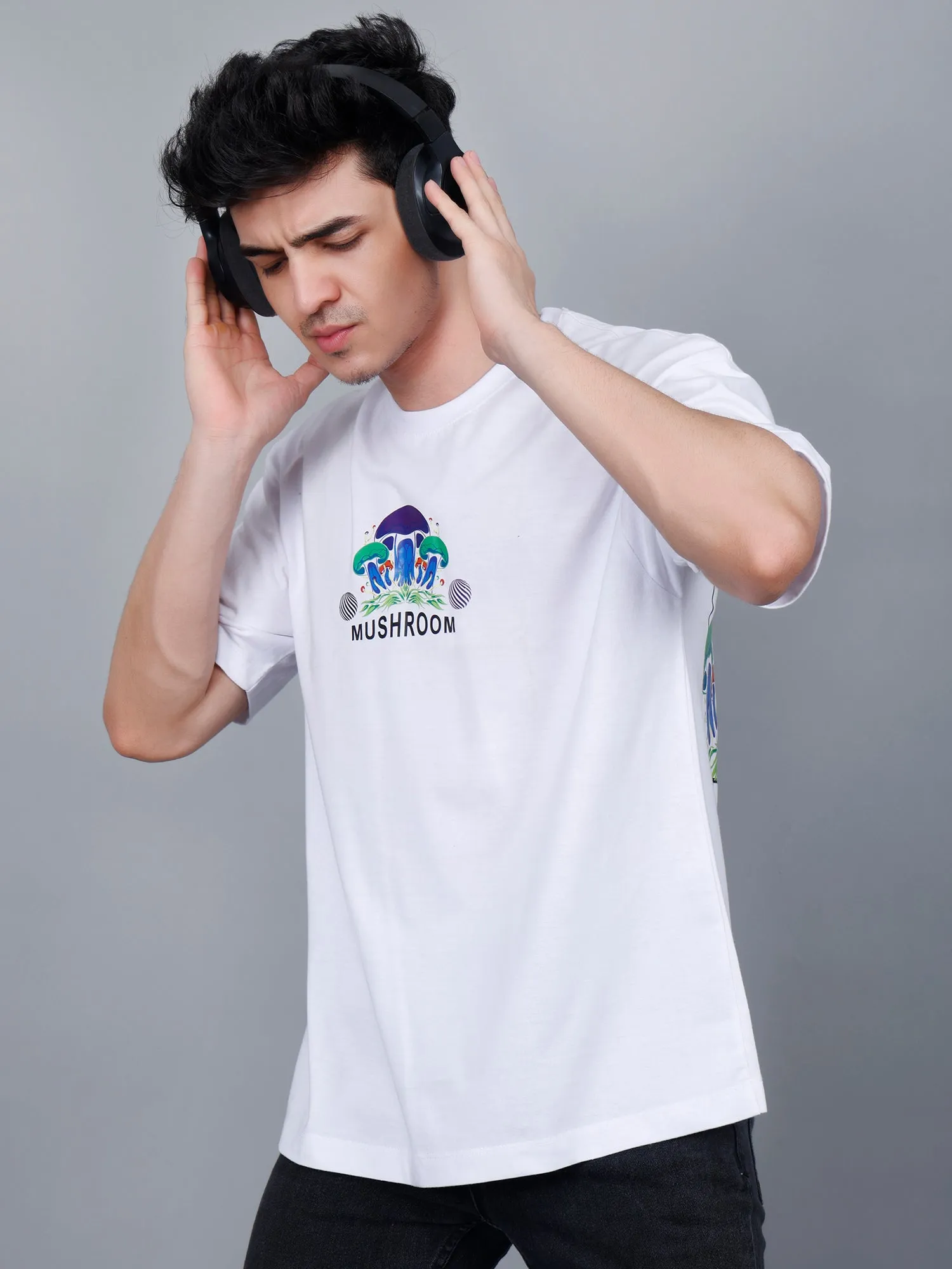 Mushroom Lovers Printed Oversized T-Shirt