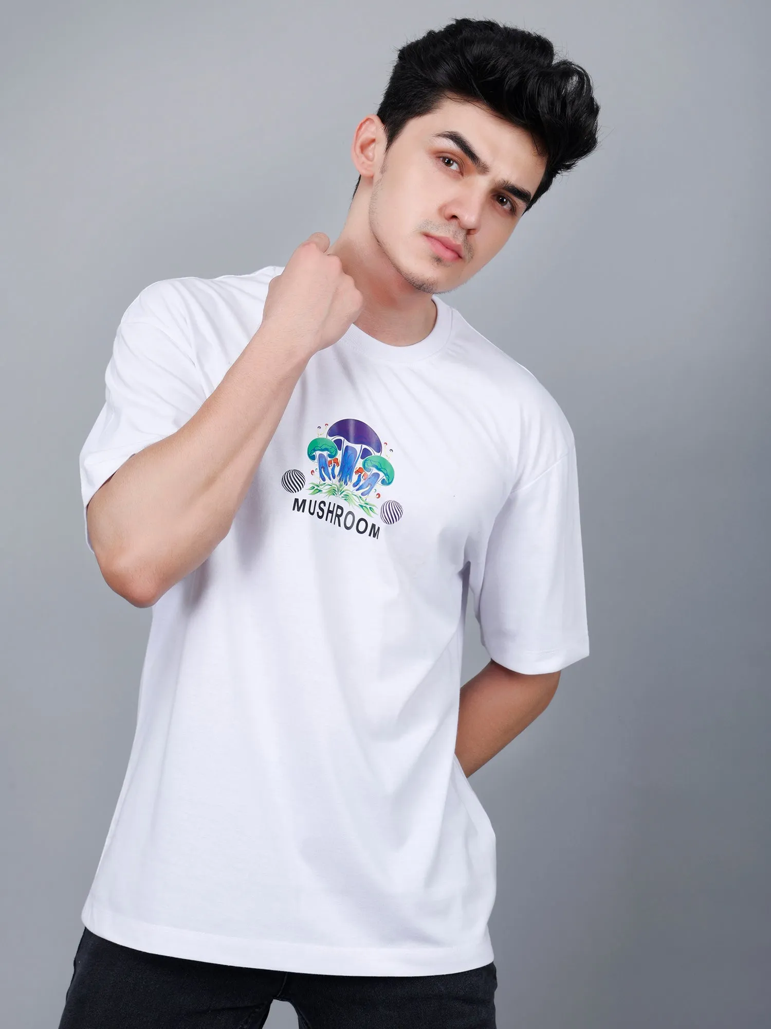 Mushroom Lovers Printed Oversized T-Shirt