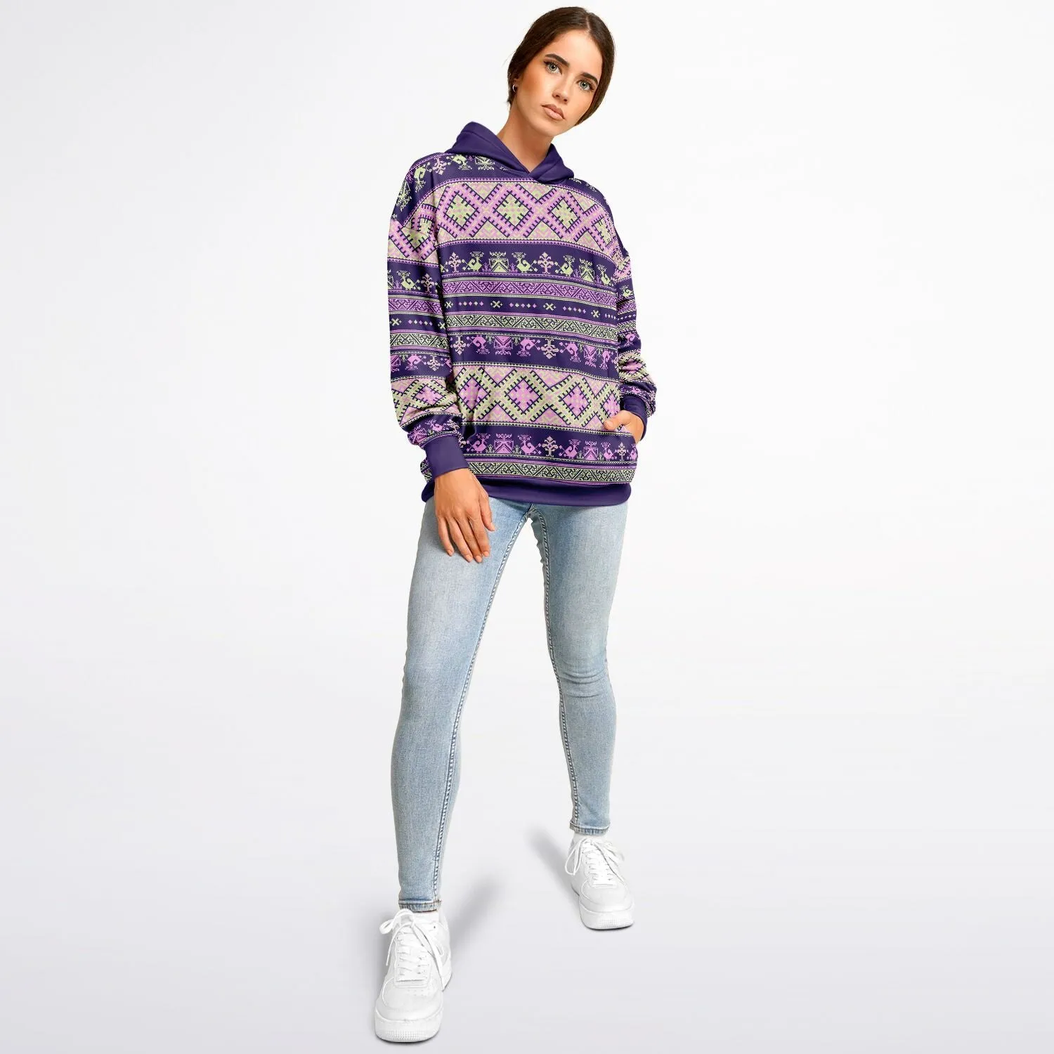 Nordic Print Heavyweight Hoodie - Purple