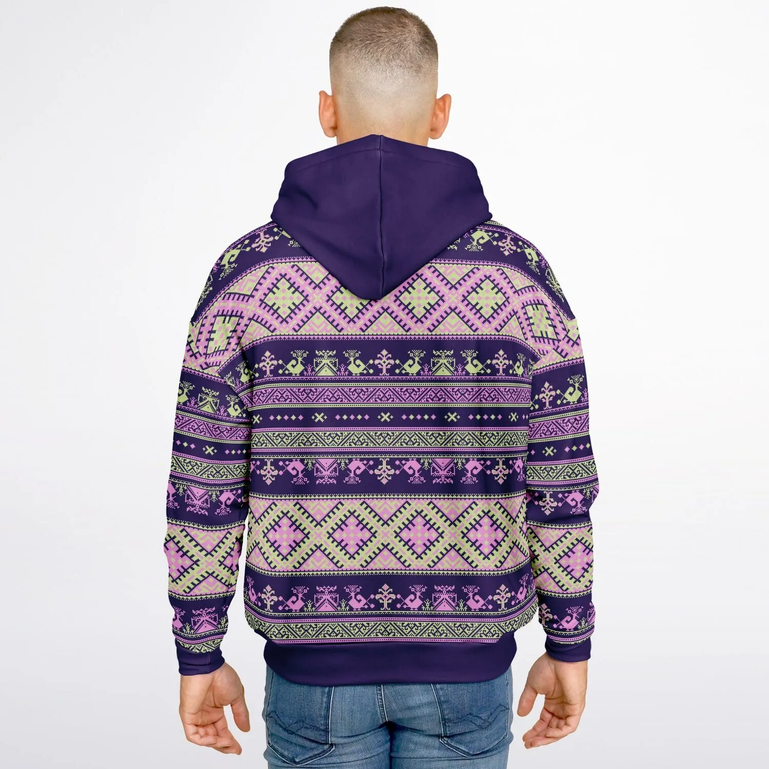 Nordic Print Heavyweight Hoodie - Purple