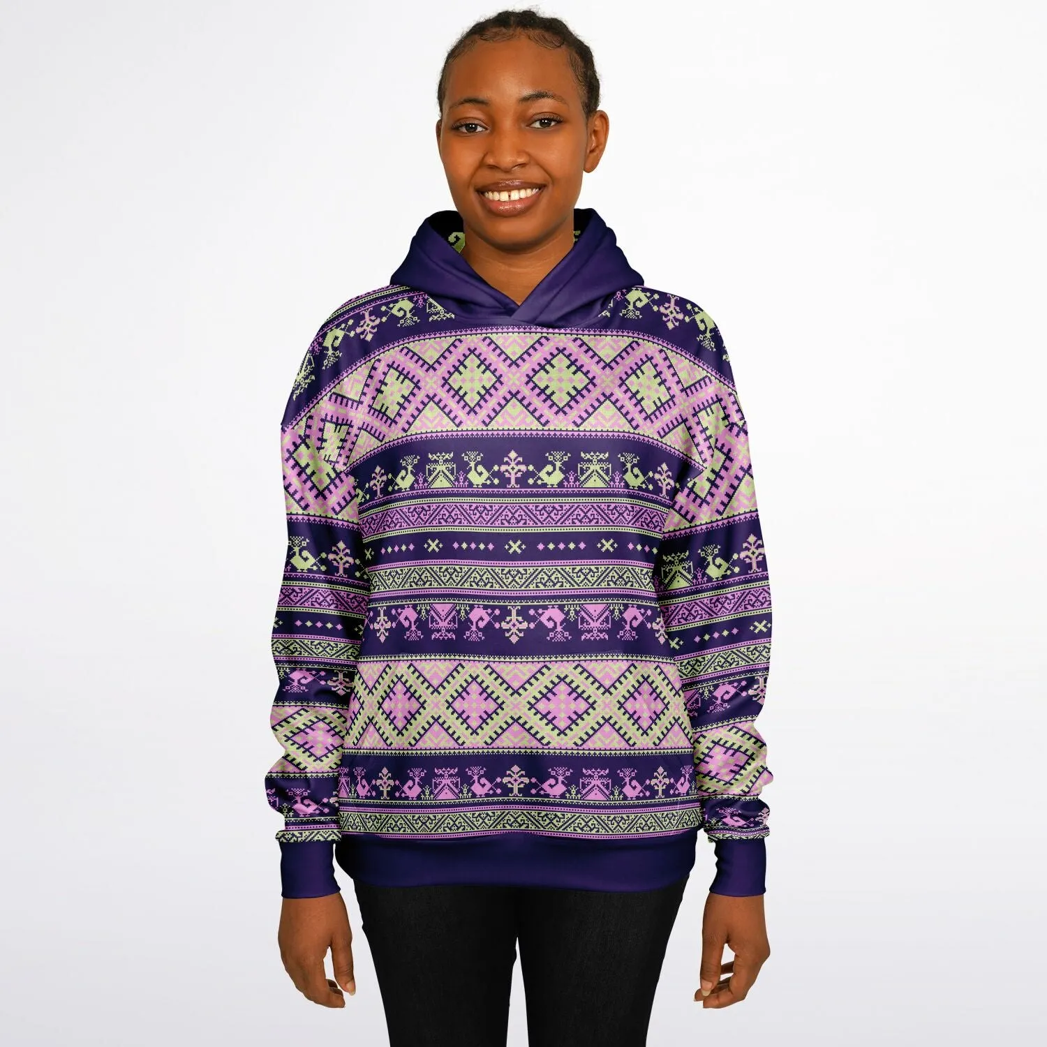 Nordic Print Heavyweight Hoodie - Purple