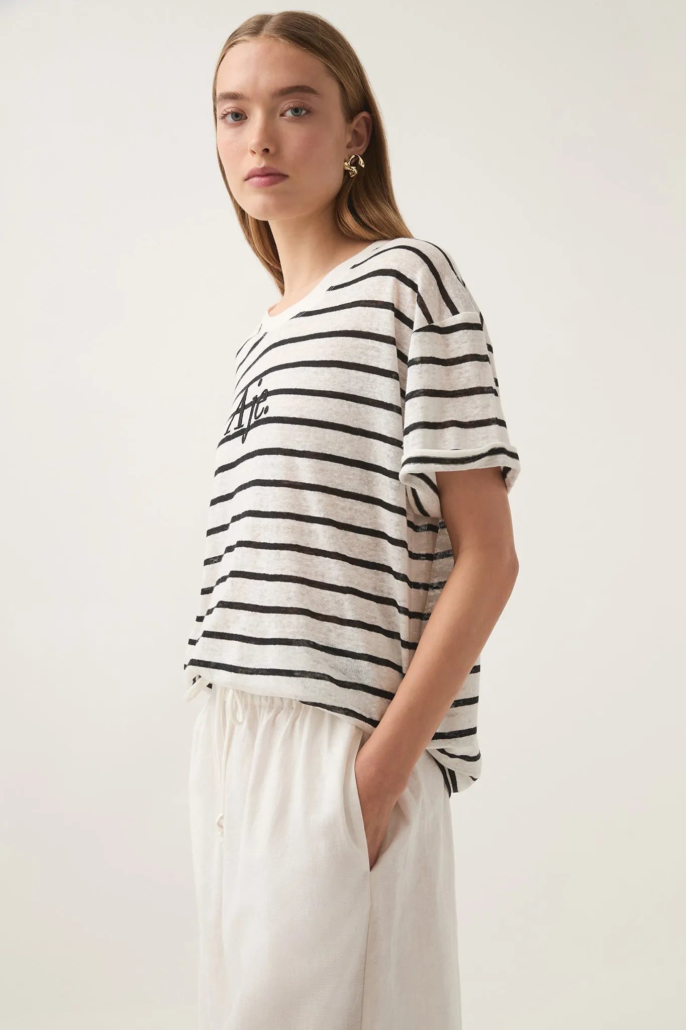 Perela Stripe Logo Tee