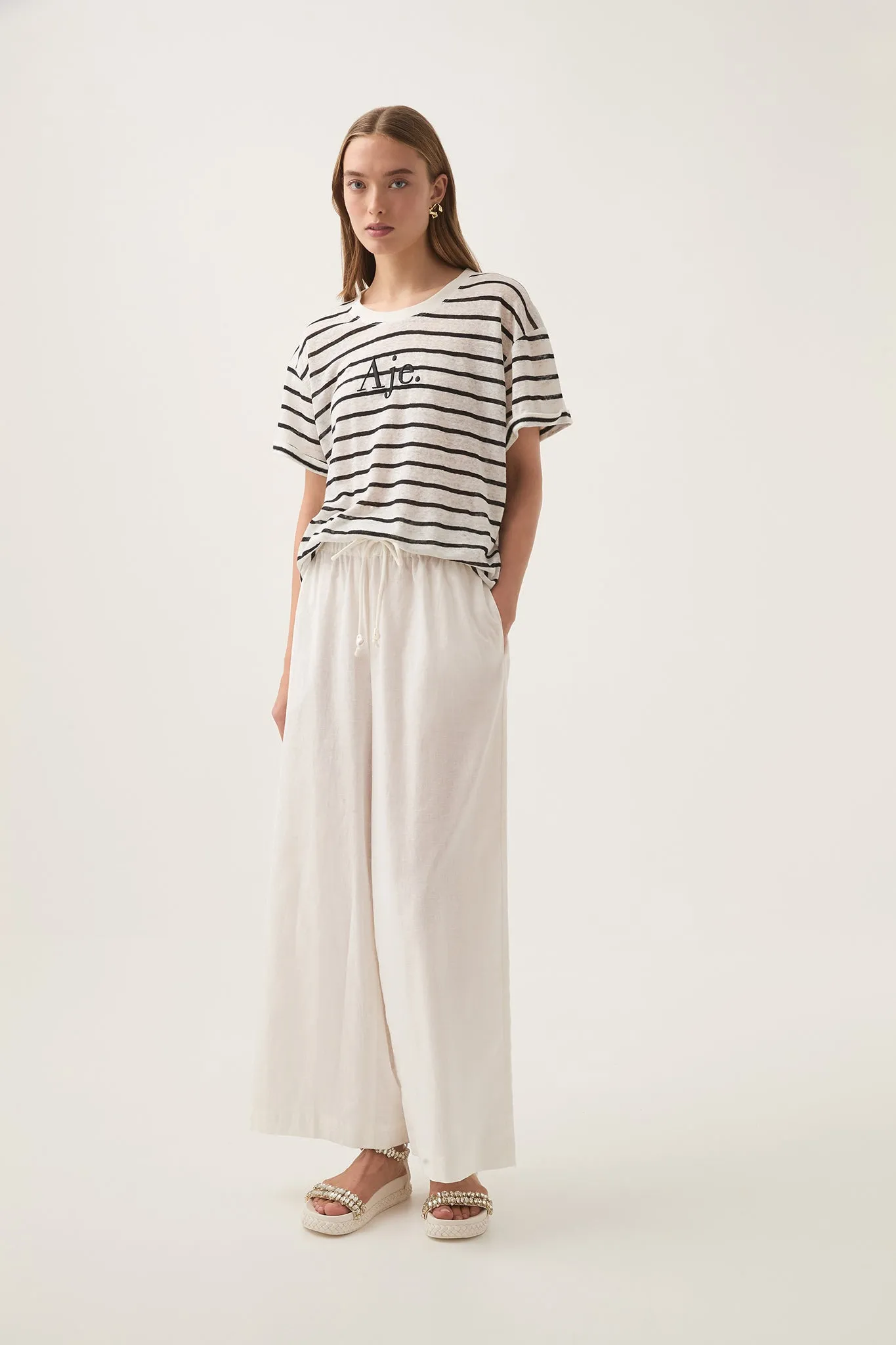 Perela Stripe Logo Tee