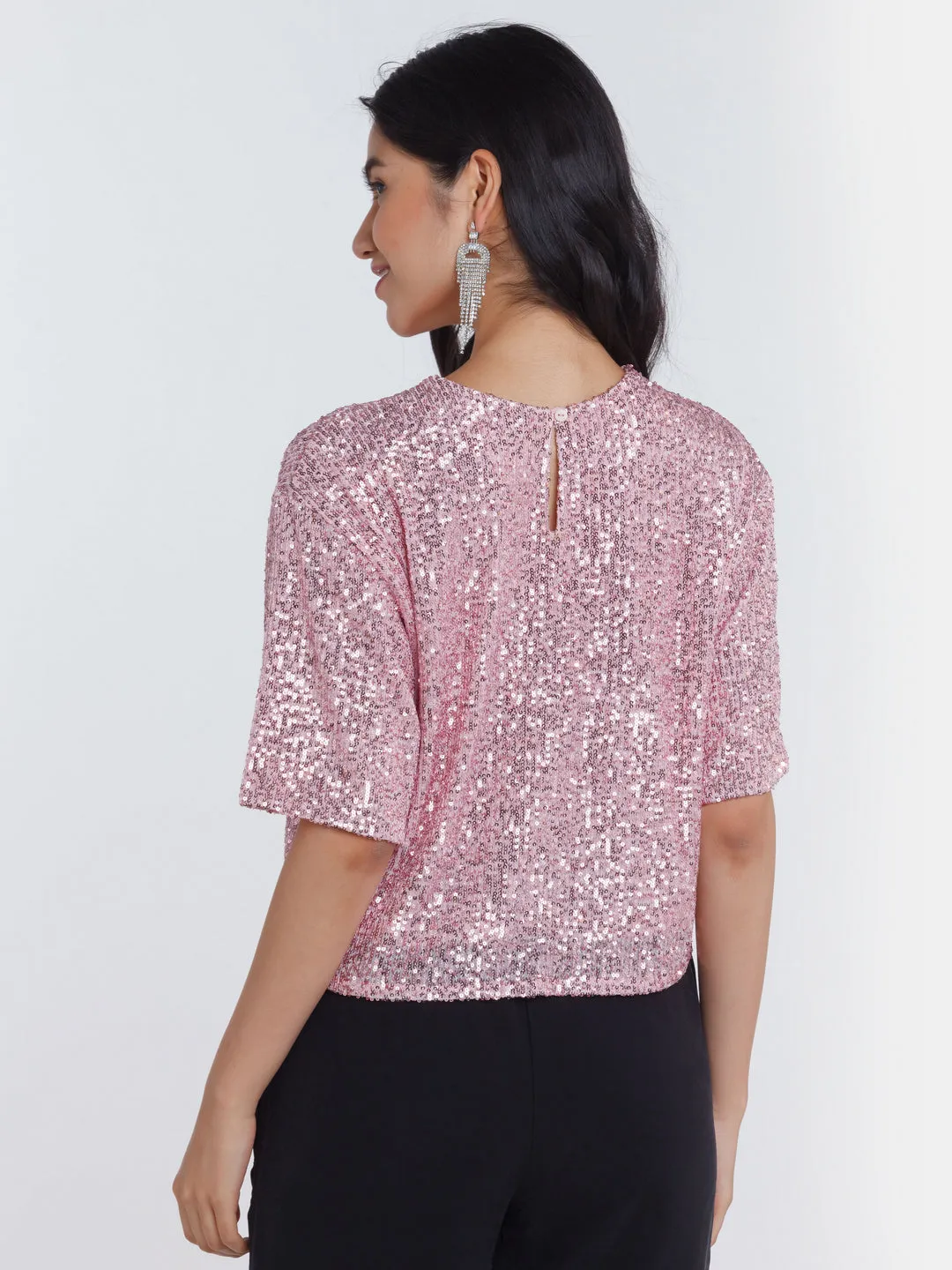 Pink Embellished Regular Top