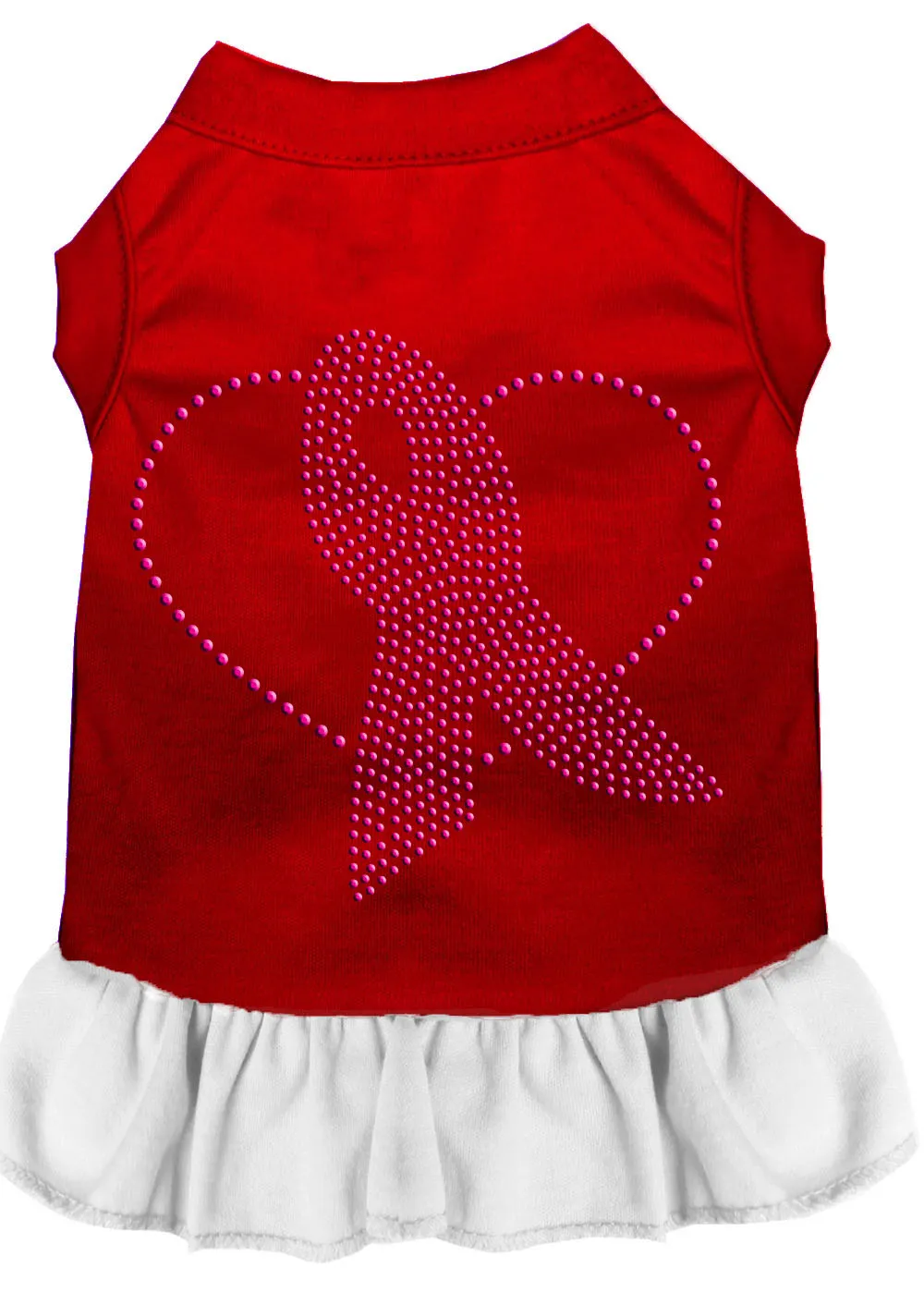 Pink Ribbon Rhinestone Dress Red With White Med