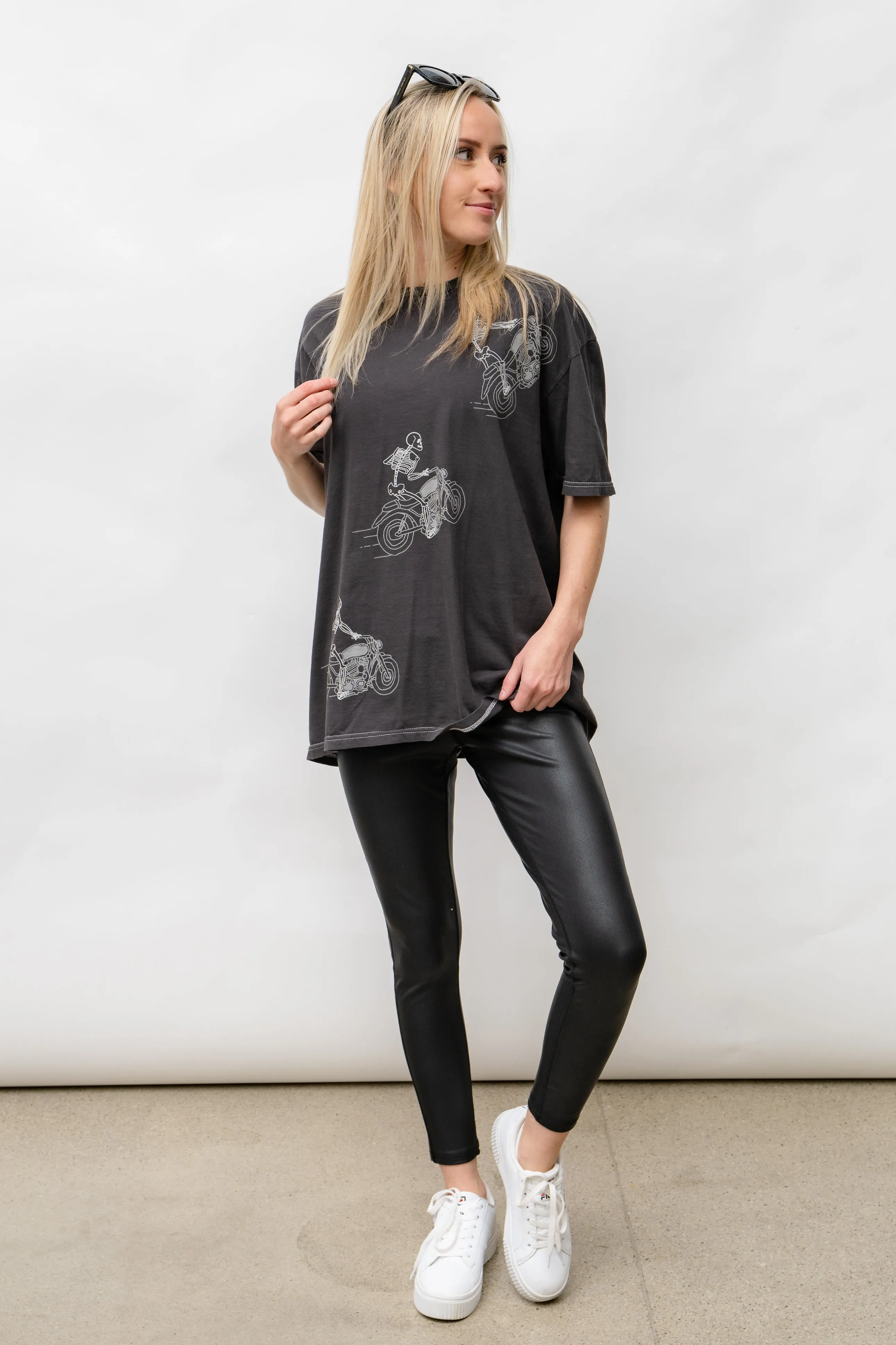 POPPIN' WHEELIES RELAXED TEE - SKELETON GRAPHIC