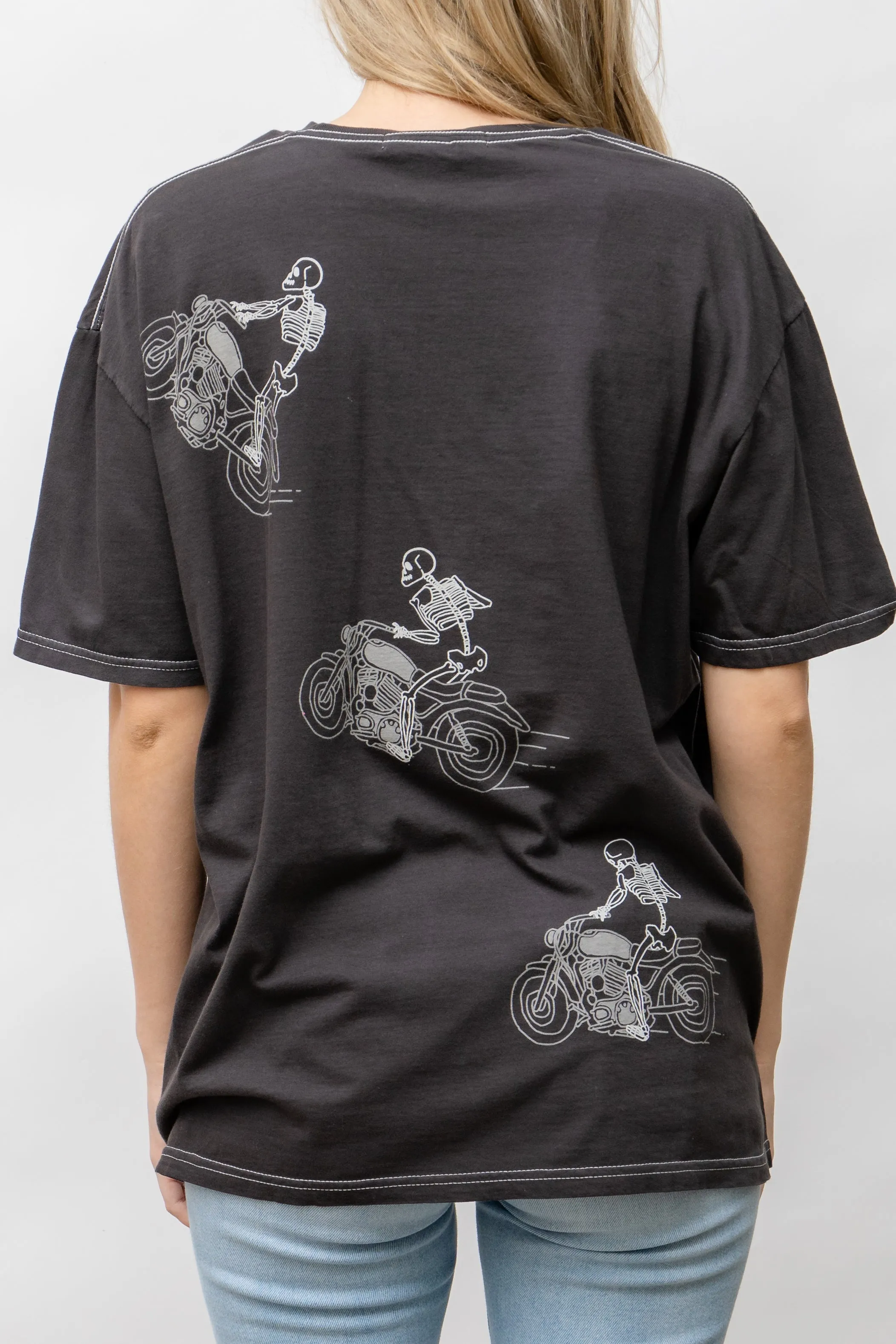 POPPIN' WHEELIES RELAXED TEE - SKELETON GRAPHIC