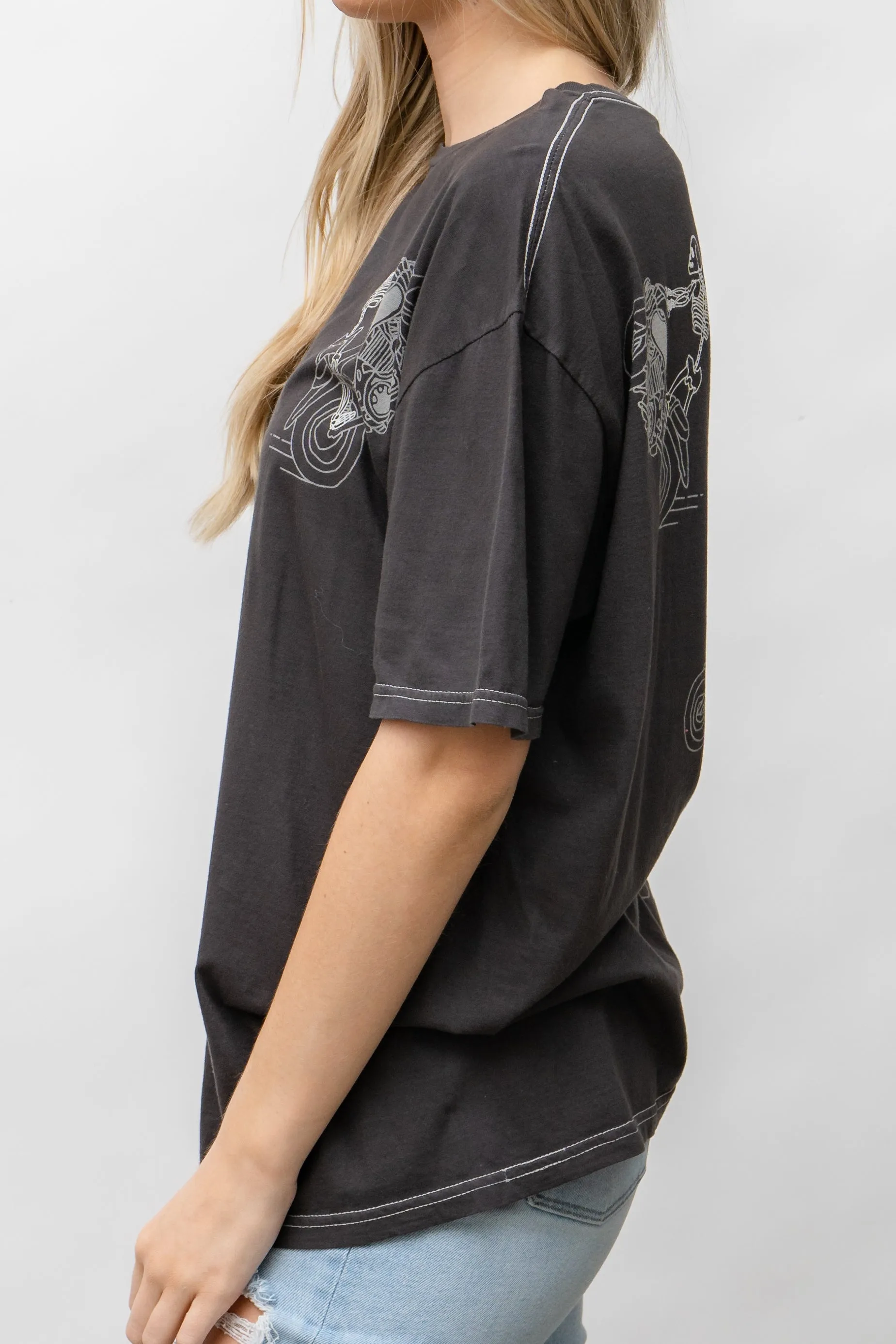 POPPIN' WHEELIES RELAXED TEE - SKELETON GRAPHIC