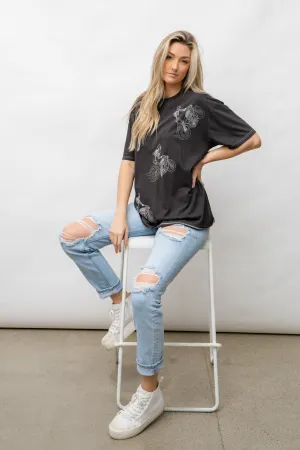 POPPIN' WHEELIES RELAXED TEE - SKELETON GRAPHIC