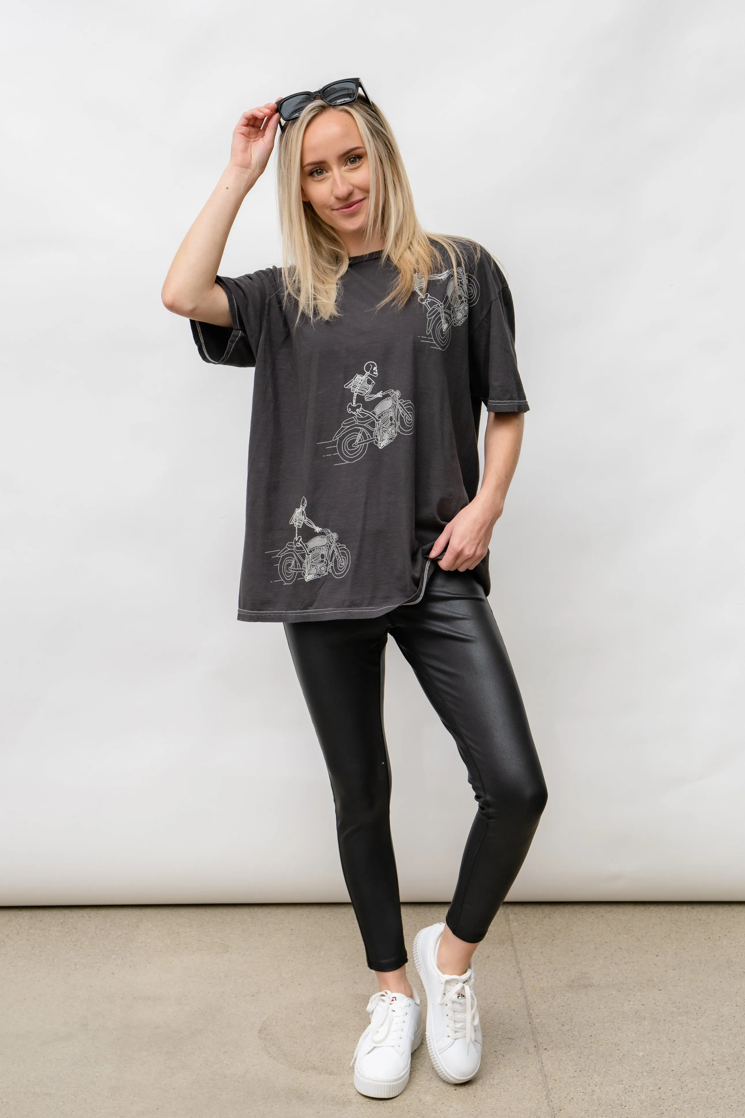POPPIN' WHEELIES RELAXED TEE - SKELETON GRAPHIC