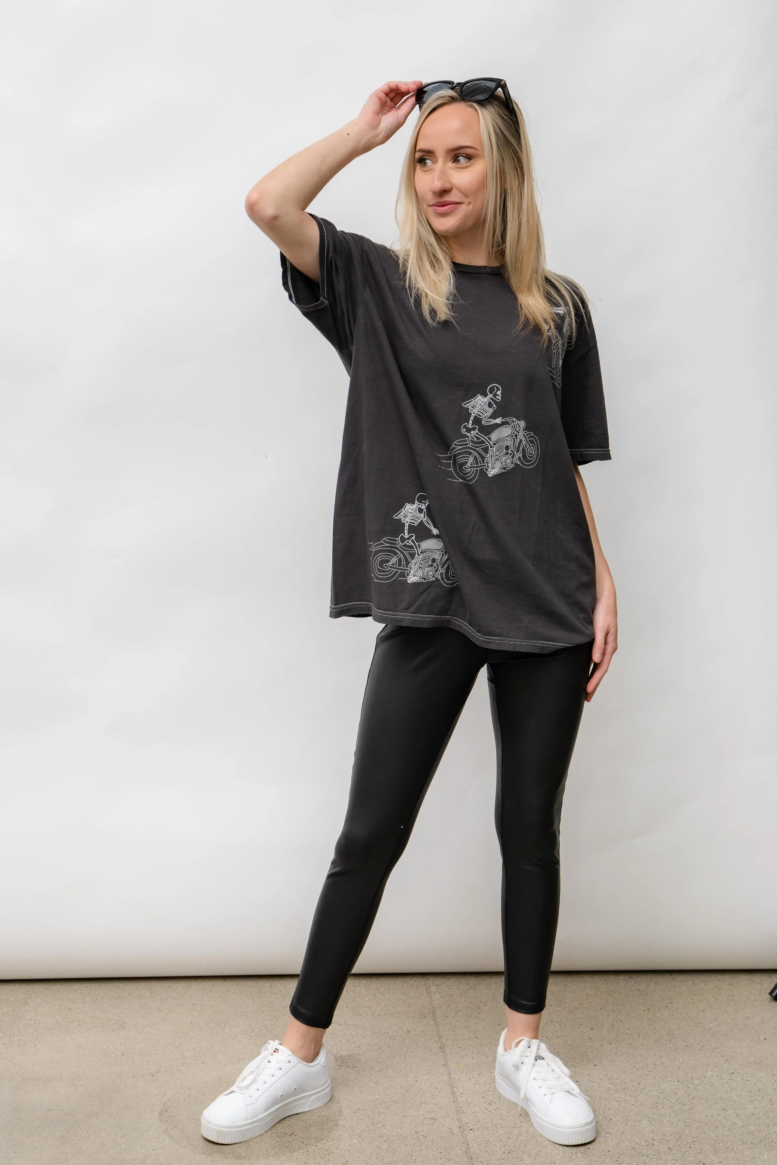 POPPIN' WHEELIES RELAXED TEE - SKELETON GRAPHIC