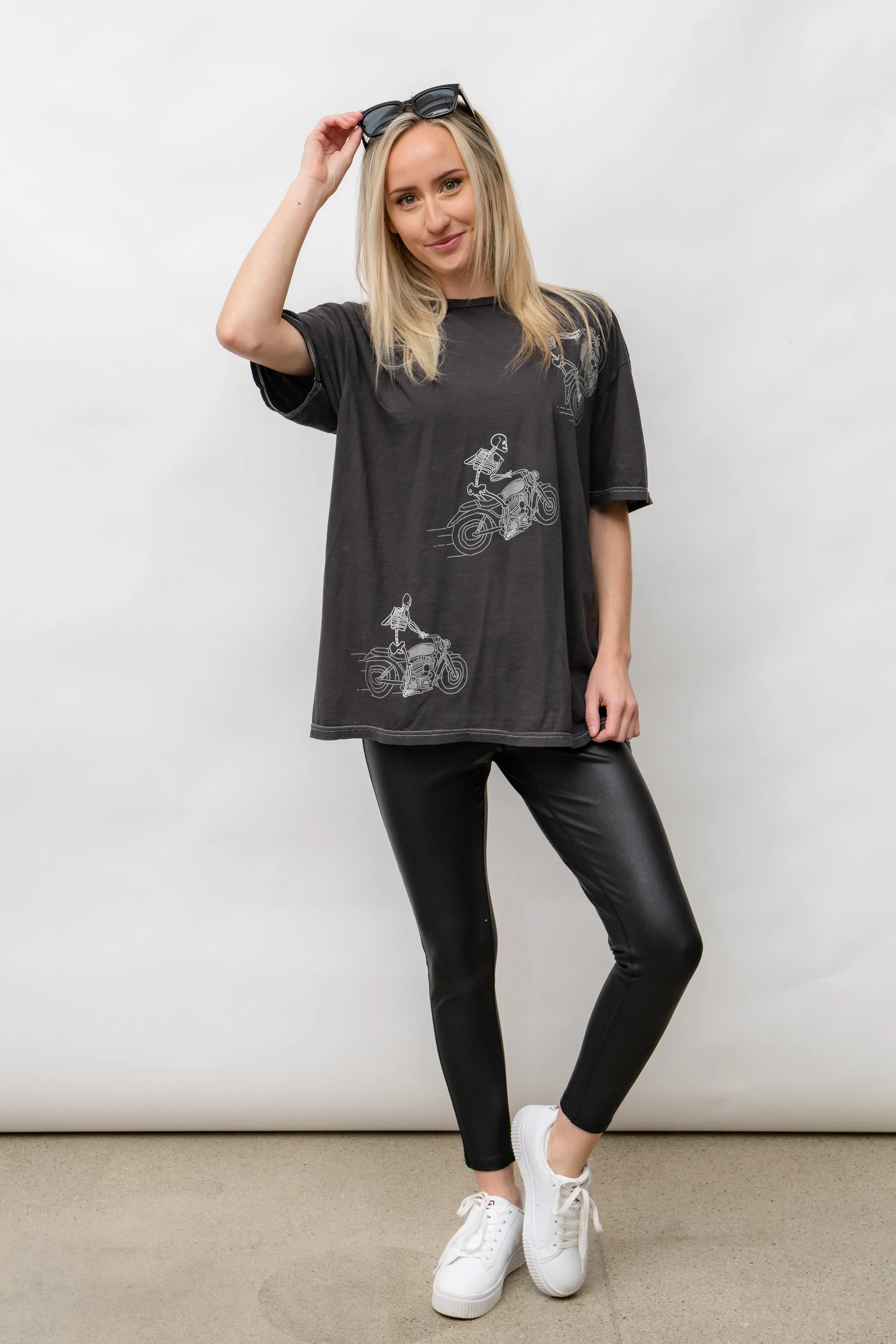 POPPIN' WHEELIES RELAXED TEE - SKELETON GRAPHIC