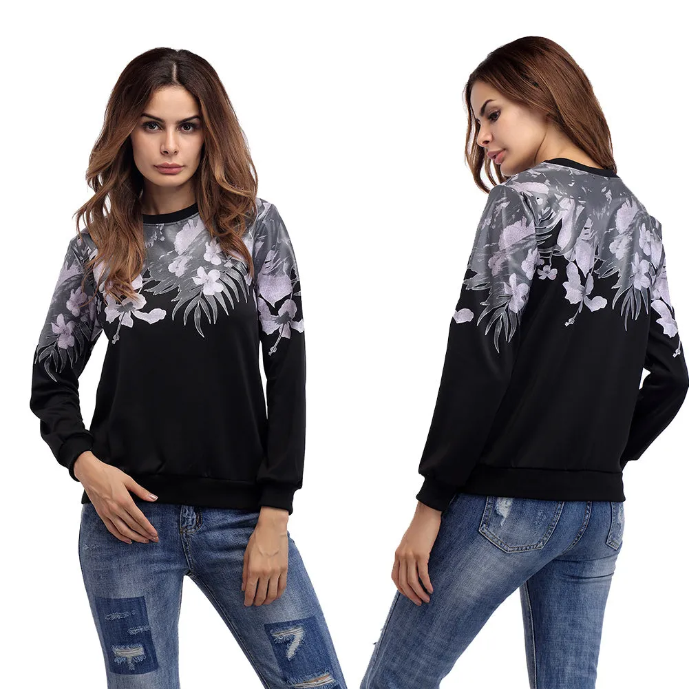 Print Slim Pullover Long Sleeves Sweatshirt