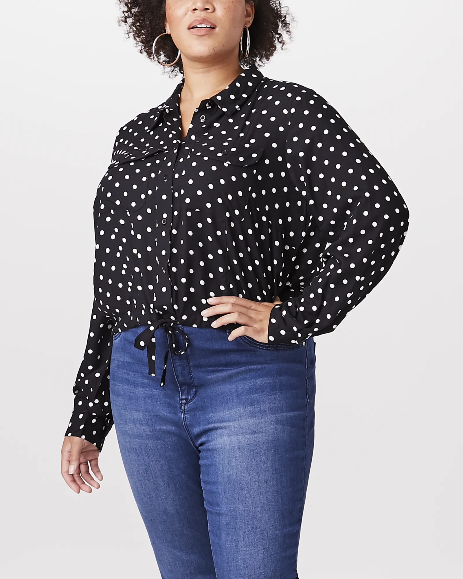 Serena Drawstring Top | Black / White