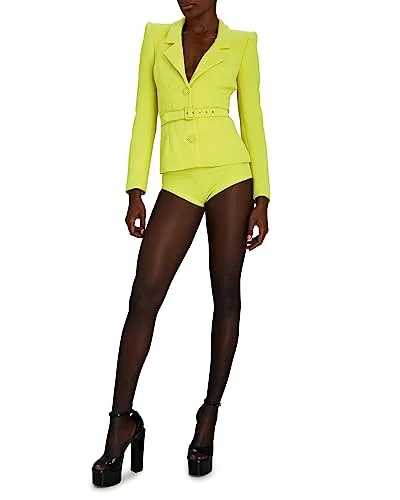 Sergio Hudson, SB Dart Short Jacket With Belt, 10, Neon Yellow