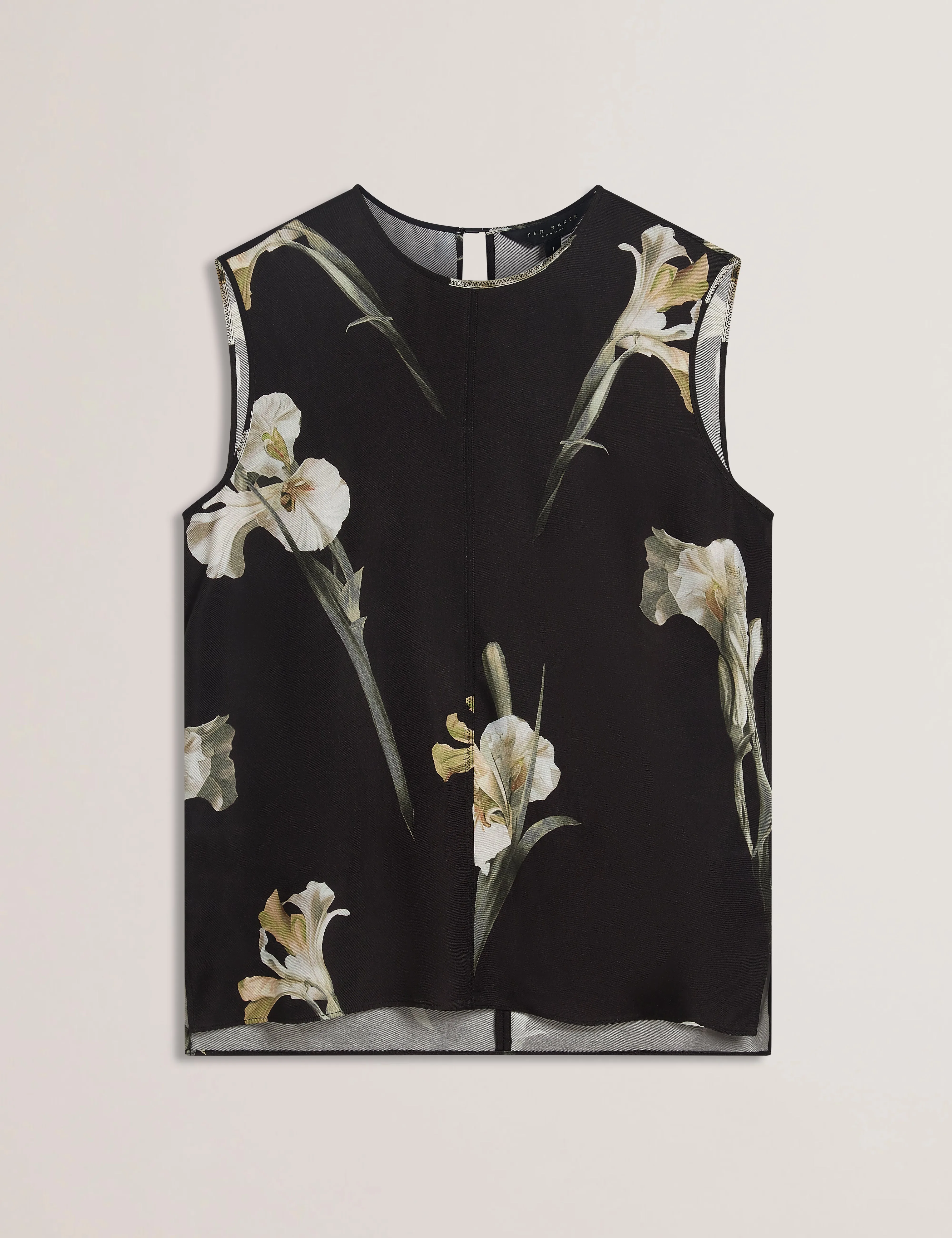 Sharmo Printed Contrast Stitch Tank Top Black