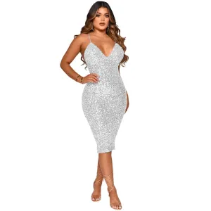 Sleeveless Party Dress Crystal Beaded Sequin Dress