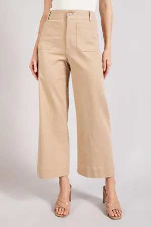 Soft Washed Wide Leg Pants - Tan