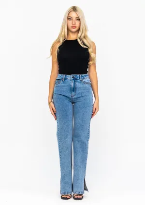 Split Hem Straight Leg Jeans