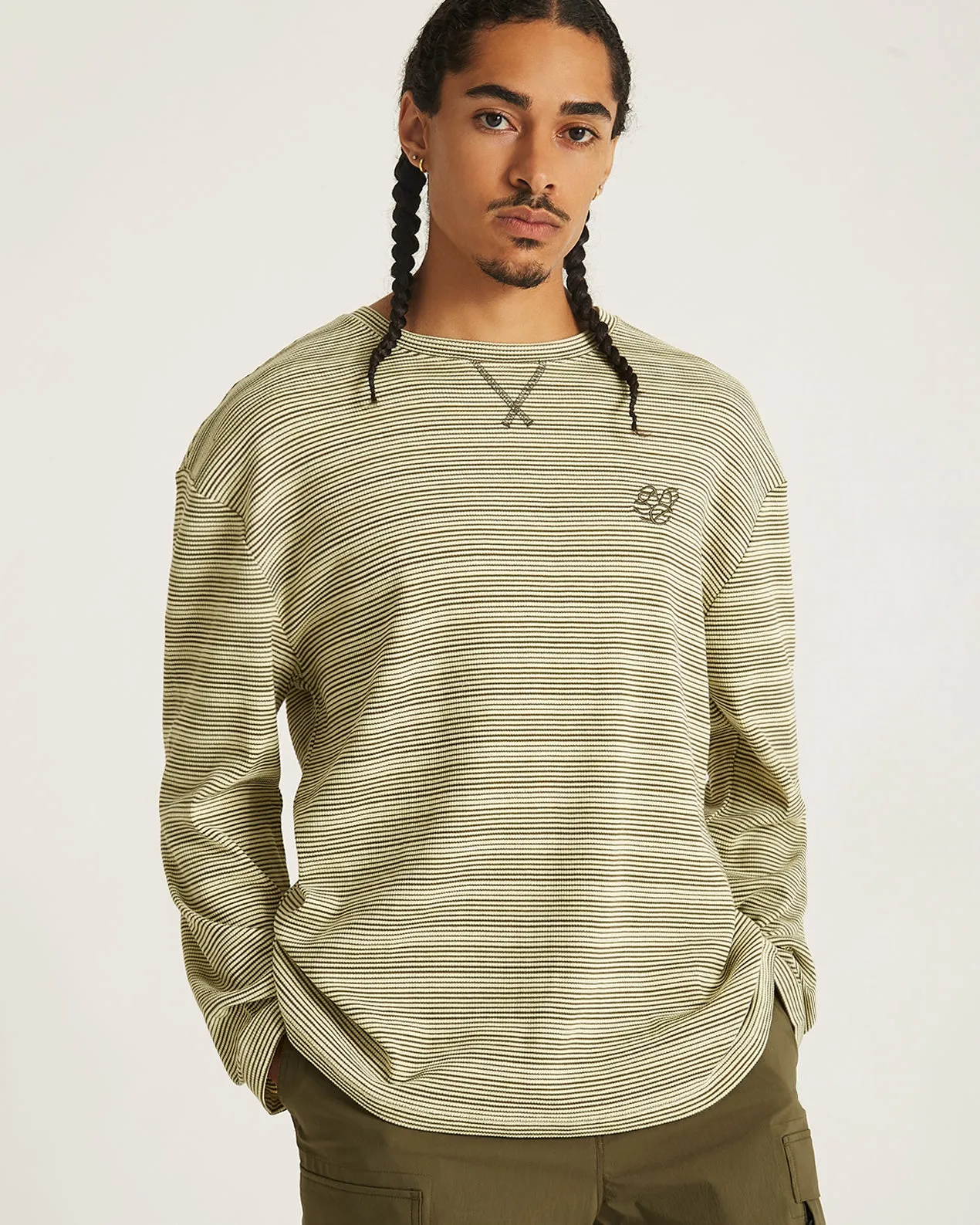 Striped Waffle Relaxed LS Tee