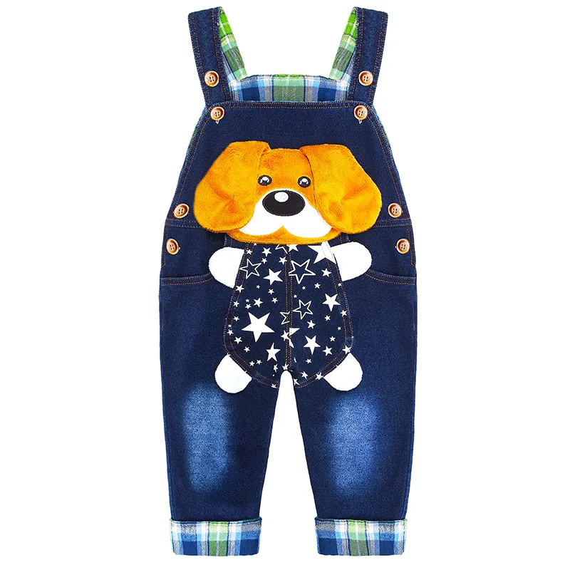 Toddler Cartoon Dog Overalls Green T-shirt Set