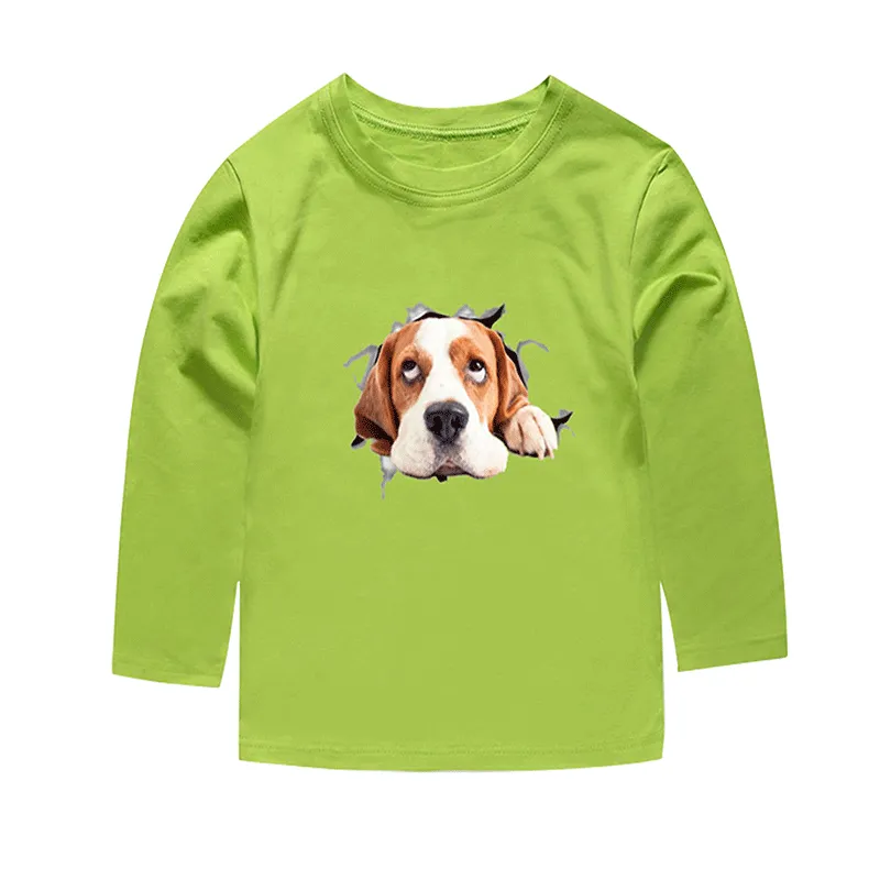 Toddler Cartoon Dog Overalls Green T-shirt Set