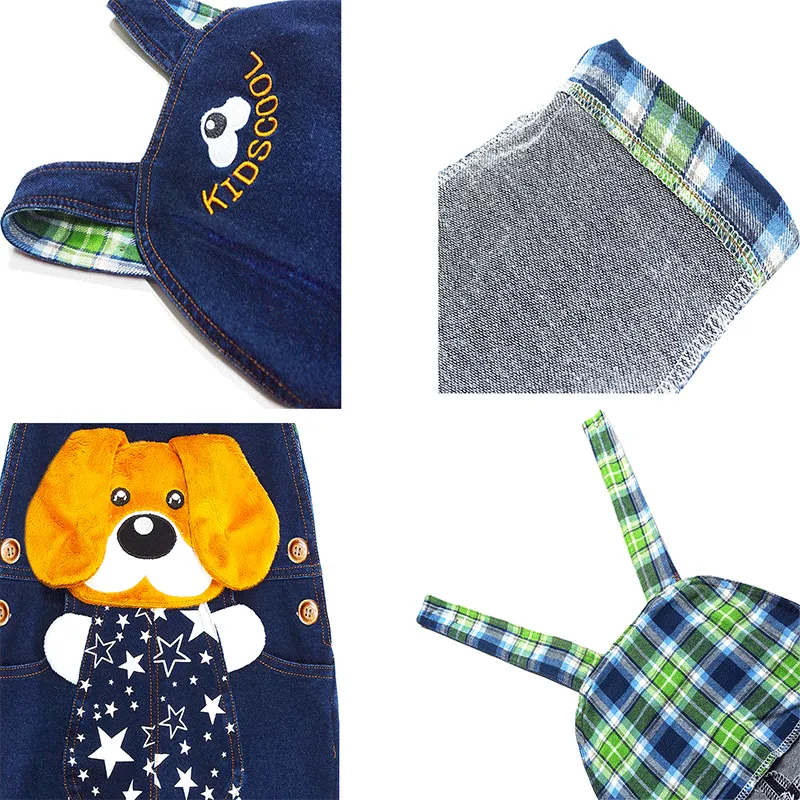 Toddler Cartoon Dog Overalls Green T-shirt Set
