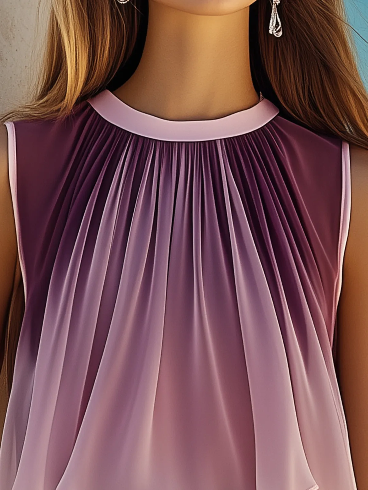Trendy Plum Ombre Chiffon Blouse