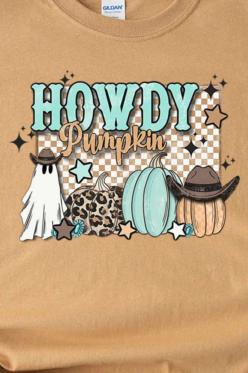 Turquoise Howdy Pumpkin Short Sleeve Relaxed Fit T-Shirt