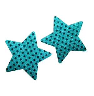 Turquoise Star Glitter Pasties - Sparkling Adhesive Nipple Covers