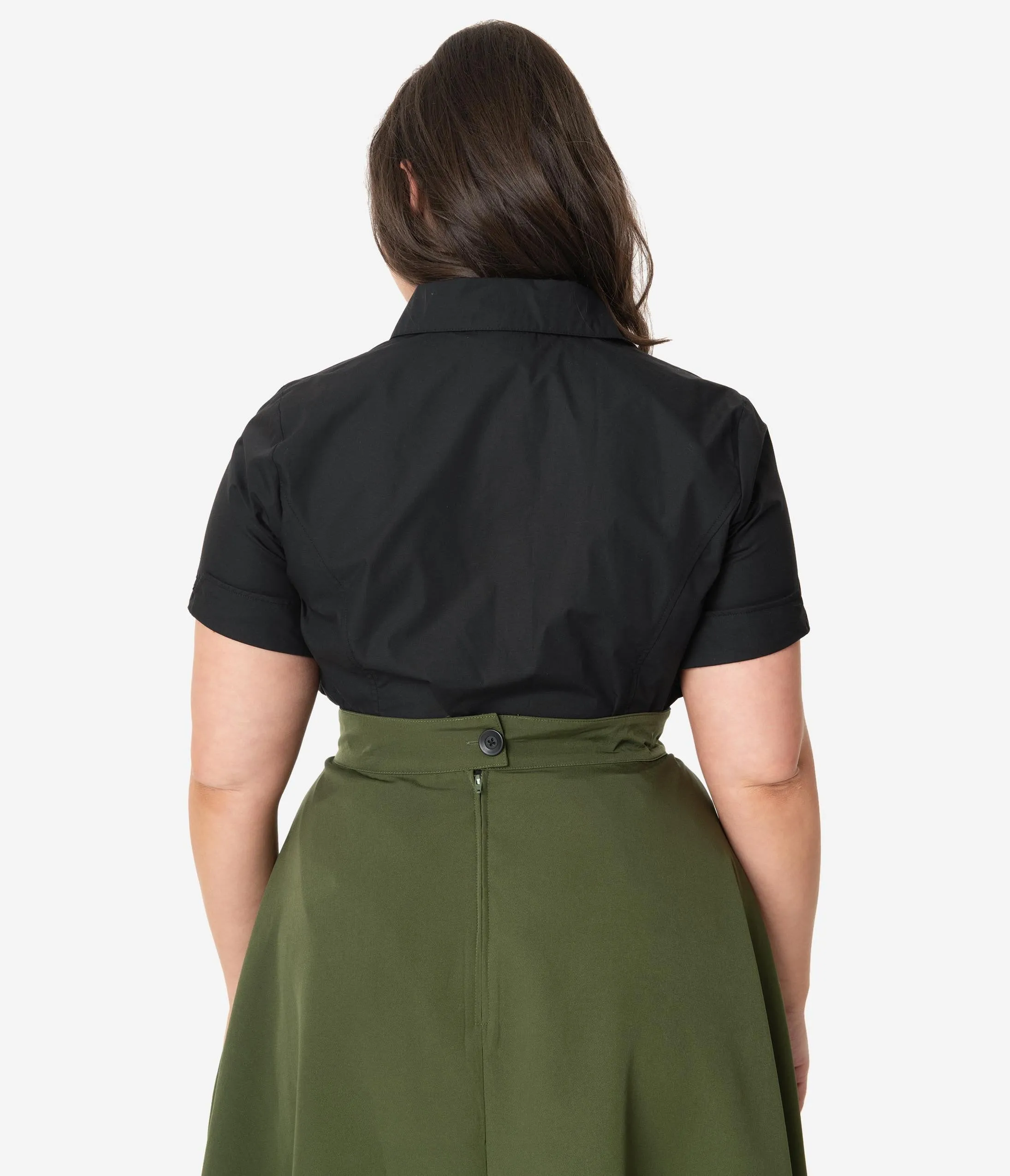 Unique Vintage Plus Size Black Mazzie Blouse